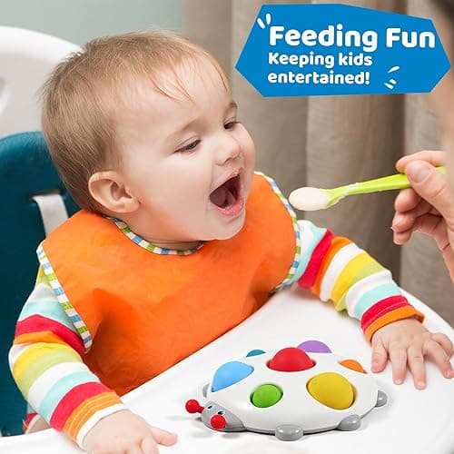 LiKee Fidget Popper Sensory Baby Toys for 10+ Months, Montessori Busy Toy for 1 2 3 Years Old Toddlers Push and Popping Bubbles Fine Motor Skill, Travel Toys for Kids Ages 1-3 Stress Relief (Ladybug) - 3-D Ladybug thumbnail 6