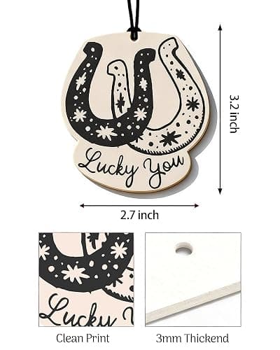 Car Air Fresheners for Women, 5 Pack Western Cowgirl Hanging Car Freshener, Cute Car Accessories with Cow Print Bow, Cowboy Boots & Lucky Horseshoe, Rear View Mirror Ornament thumbnail 5