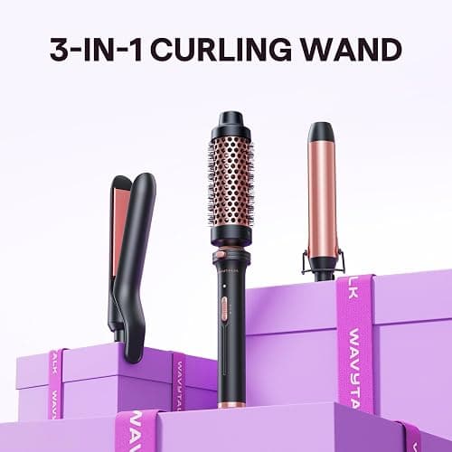 Wavytalk 3 in 1 Curling Wand Set, Multi Curl, Curling Iron Set with Heated Round Brush, Flat Iron Hair Straightener, 1 1/4 inch Curling Iron, Dual Voltage Hair Curler thumbnail 7
