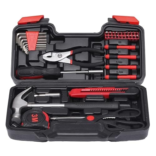 39-Piece Household Tools Kit - Small Basic Home Tool Set with Plastic Toolbox - Great for College Students, Household Use & More - Image 1