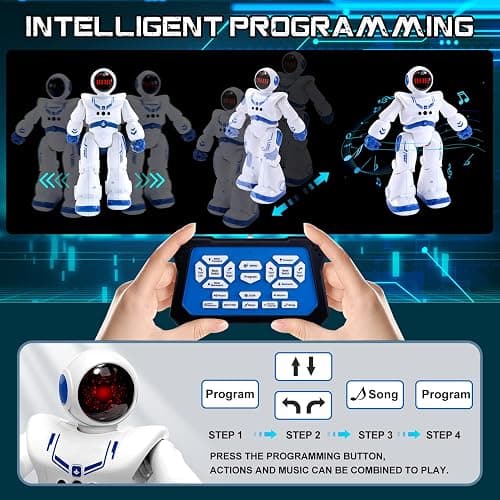 Robot Toys for Kids, Remote Control Robot Kits with RC Smart Gesture Sensing Educational Christmas Birthday Gifts for 4 5 6 7 8 9 10 11 12 Years Old Boys Girls, White thumbnail 5