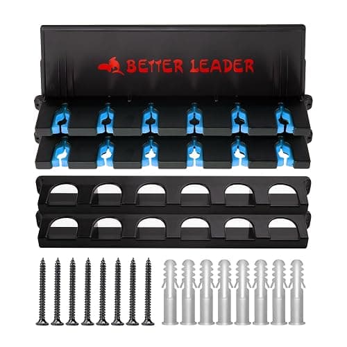 2 Pack Vertical Fishing Rod Holder for Garage, BETTER LEADER Fishing Pole Holders- Holds Up to 12 Rods or Combos, Wall Mount Fishing Pole Rack, Fits Most Rods of Diameter 3-19mm, Fishing Gifts for Men - 2 Set-Blue thumbnail 2