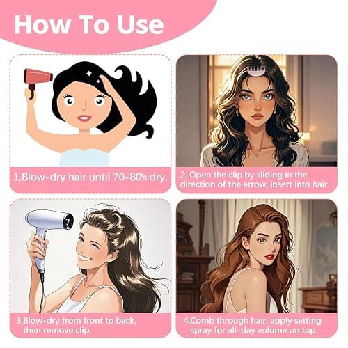 2PCS Volumizing Hair Clips for Women, Hair Volume Clip Styling Tools Volumizing Comb for Fluffy Bangs Clips for Root Lift, Root Booster Clips, Pink thumbnail 6