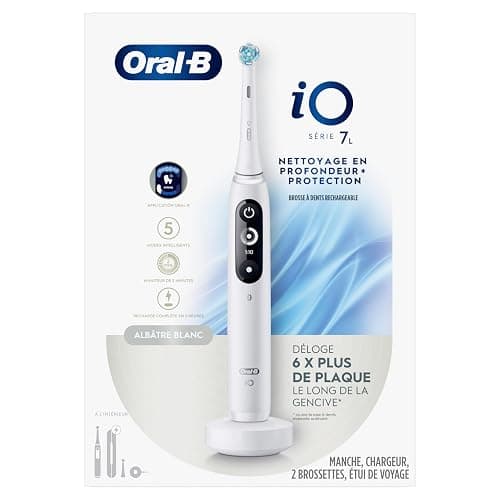 Oral-B iO Deep Clean + Protect Rechargeable Electric Toothbrush, White with a iO Series 7 Toothbrush, 2 Replacement Brush Heads, and a Charging Travel Case thumbnail 7
