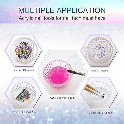Monomer Dish for Acrylic Nail Liquid, Large Dappen Dish with Lid, Crystal | Glass Cup for Monomer liquid, Monomer Jar for Acetone, Acrylic Nail Brush Cleaner Holder, Clear Cup for Powder, CORFULRA thumbnail 4