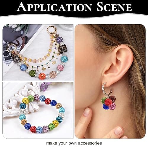 240pcs 24 Colors Rhinestone Beads for Crafts, Sparkle Round Crystal Disco Ball Clay Rhinestone Beads for DIY Jewelry Making Bracelet, Necklace, Earring and Christmas Decoration (10mm) thumbnail 7