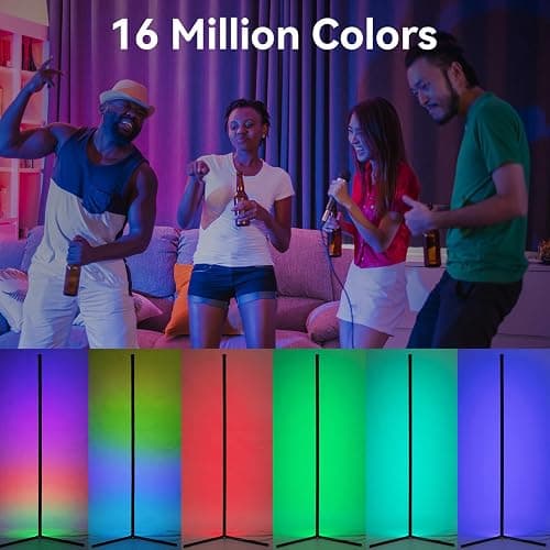 Corner Floor Lamp Smart LED Floor Lamp 142cm 16 Million Colors Smart RGB Corner Lamp Smart App and Remote Control Ambience Light with Music Sync for Bedroom Living Room Gaming Room thumbnail 2