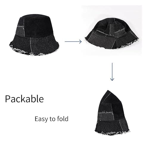 MILAKOO Unisex Demin Bucket Hat Washed Jean Fisherman Cap for Women Wide Brim Lightweight Packable thumbnail 4