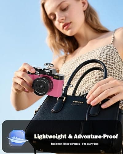 NBD 5K 64MP Digital Cameras for Photography with Dual-Lens WiFi | Vlogging Point and Shoot Camera Kit for Beginners,with 180° Flip Screen,16X Zoom,32GB Card,2 Batteries(PINK) thumbnail 5