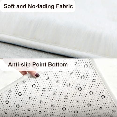 -9-    TWINNIS Super Soft Shaggy Rugs Fluffy Carpets 5x8 Feet, Indoor Modern Plush Area Rugs for Living Room Bedroom Kids Room Nursery Home Decor, Upgrade Anti-Skid Rectangular Fuzzy Rug, Cream White thumbnail 2
