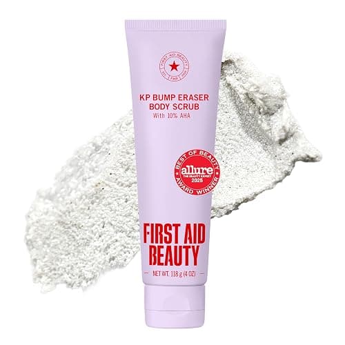 First Aid Beauty KP Bump Eraser Body Scrub with 10% AHA - Dermatologist-Tested Keratosis Pilaris Exfoliator - Support for Rough Bumps, Uneven Skin Texture & Strawberry Skin - Sensitive Skin - Image 1
