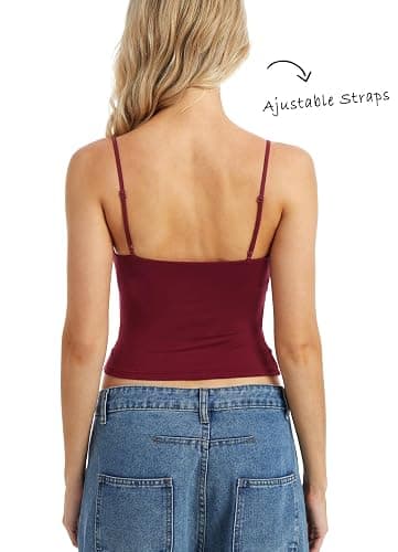 Navneet Women Layered Bra Draped Cowl Neck Tank Top Spaghetti Strap Cut Out Ruched Going Out Crop Cami Top thumbnail 2