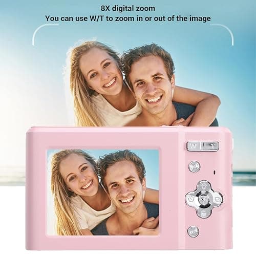 Digital Camera, 2.7K 48MP 8X Zoom Digital Video Camera with 2.4in HD IPS Screen, Built in Flash, Compact Small Camera for Kids Students﻿ (Pink) thumbnail 2