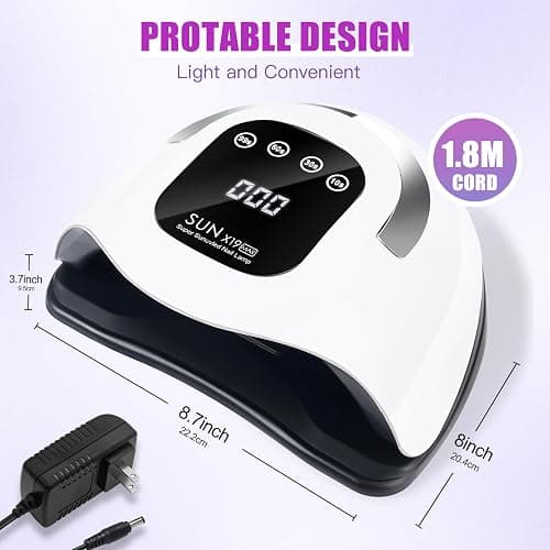 Wisdompark 320W UV LED Nail Lamp, Nail Dryer for Gel Polish with 72Pcs Lamp Beads and Automatic Sensor/4 Timer Setting Professional Nail Art Tools thumbnail 7