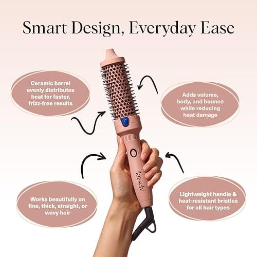 Kitsch Thermal Round Brush – Heated Round Brush For Blowout Look – 1.5”/38 mm Ceramic Barrel, Blow Out Brushes Tool For Volume & Shine for All Hair Types, Frizz-Reducing Ceramic Tourmaline, Terracotta thumbnail 4