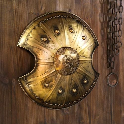 LOOYAR Antique Troy Trojan War Shield Ancient Greek Shield Handcrafted Metal Crafts for Knight Soldier Warrior Costume Battle Play Halloween Cosplay LARP Home Office Bar Lobby Wall Decoration thumbnail 4