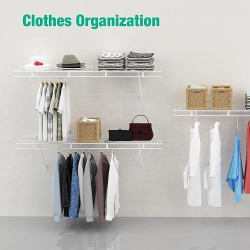 HAUSHOF Closet Shelves Wall Mounted 2-Pack, 4 ft x 12in White Wire Shelving for Laundry Room, Closet, Basement Organization and Storage thumbnail 5