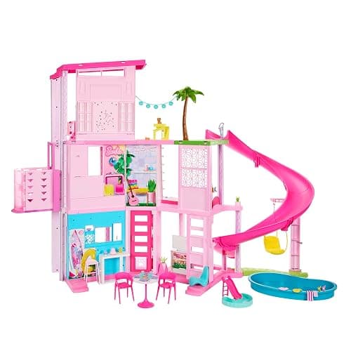 Barbie DreamHouse, Doll House Playset with 75+ Pieces Including Toy Furniture & 3-Story Pool Slide, Pet Elevator & Puppy Play Areas - Dreamhouse thumbnail 4