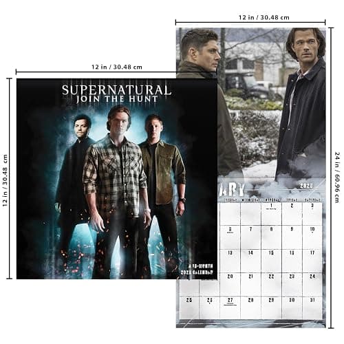 Supernatural Calendar 2026 - Deluxe 2026 Supernatural TV Show Wall Calendar Bundle with Over 100 Reminder Stickers (Sam & Dean Winchester Gifts, Office Supplies) thumbnail 3