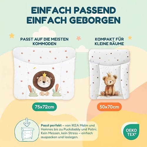 Ceba Baby® weiche Wickelauflage 50x70 cm - Doppelseitige Baby Wickelunterlage - Wickeltischauflage für Junge und Mädchen - Wasserdicht, abwaschbar - OEKO-TEX - Made in EU - Löwe, der König thumbnail 3