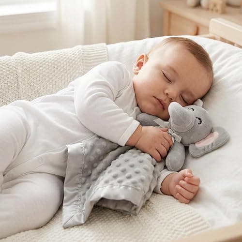 Pro Goleem Elephant Security Blanket, Soft Lovey Unisex Lovie Baby Gifts for Boys and Girls Snuggle Toy Stuffed Animal Newborn Essentials and Items Grey 16 Inch thumbnail 4