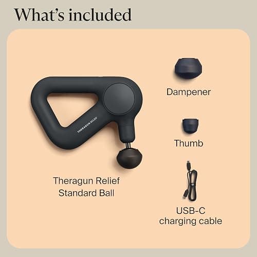 TheraGun Therabody Relief Massage Gun | for Daily Comfort | 3-Speed | Black | Quiet Handheld Percussion Muscle Massager for Back, Leg & Shoulder Pain Relief. Lightweight, Easy to Use, Ergonomic Grip thumbnail 8