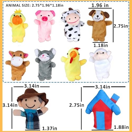 RIY 10Pcs Story Time Finger Puppets - Old Macdonald Had A Farm Educational Puppets Easter Basket Stuffers thumbnail 3