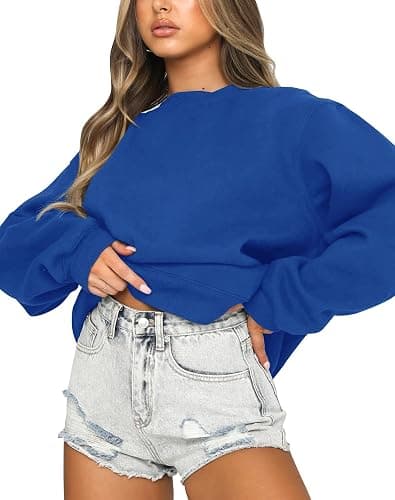 Fanway&EC Women's Long Sleeve Sweatshirt Casual Crewneck Oversized Pullover Hoodies Fall Tops thumbnail 2
