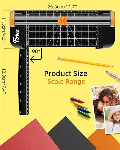 Firbon A5 Paper Cutter, Small Straight Paper Trimmer with Side Ruler | Black Compact Design | Cuts Photo, Cardstock, Labels & Coupons | Portable Desktop Slicer | Scrapbooking & Craft Projects thumbnail 3