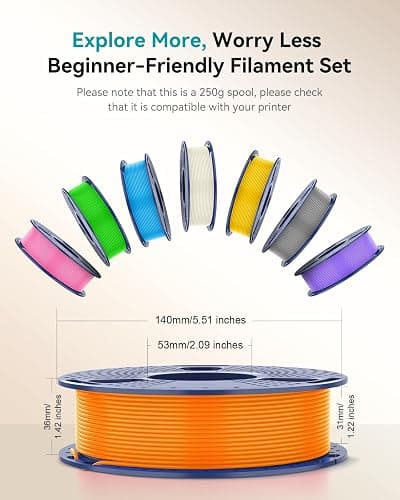 SUNLU Clear PLA Filament 1.75mm Bundle, 3D Printer Filament Bundle Multicolor, Individually Vacuum Packed, 250g Spool, 4 Rolls, Transparent Series-Clear+Red+Orange+Blue thumbnail 7