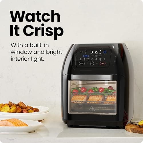 CHEFMAN Multifunctional Digital Air Fryer+ Rotisserie, Dehydrator, Convection Oven, 17 Touch Screen Presets Fry, Roast, Dehydrate, Bake, XL 10L Family Size, Auto Shutoff, Large Easy-View Window, Black thumbnail 8