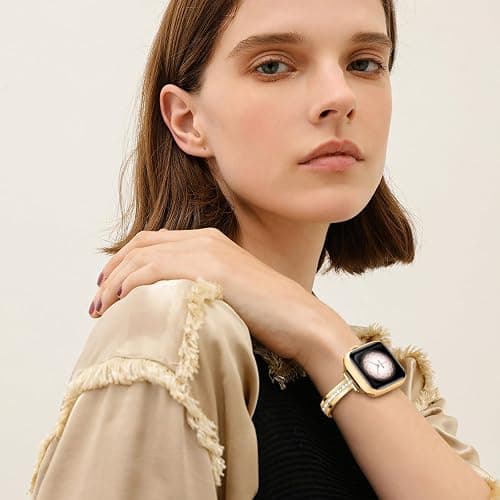 Missair Bands Compatible with Apple Watch Band 38mm 40mm 41mm 42mm 44mm 45mm 46mm 49mm for Women, Slim Metal Dressy Jewelry Bracelet with Bling Diamond for iWatch Series 11 10 9 8 7 6 5 4 3 SE Ultra thumbnail 5