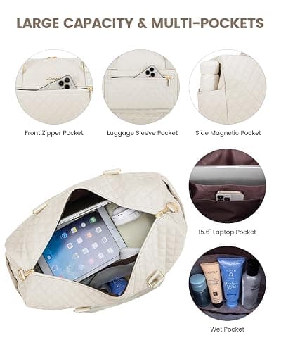 LOVEVOOK Travel Duffle Bag for Women, Weekender Overnight Bag with Shoe Compartment, Carry on Bag with Toiletry Bag, Gym Duffel Bag with Wet Pocket, Hospital Bags for Labor and Delivery 3 Pcs Set thumbnail 3