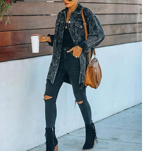 Hixiaohe Women's Casual Oversized Button Down Corduroy Shirt Jacket Coat Washed Retro Shacket thumbnail 4