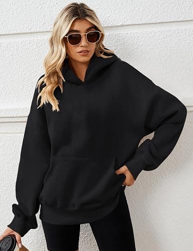 Jhsnjnr Womens Plain Pullover Sweatshirts Long Sleeve Oversized Sweater with Pocket Fleece Lined Hoodies thumbnail 3