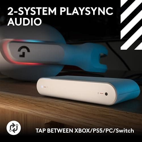 Logitech G Astro A20 X Lightspeed Wireless Gaming Headset for PS5, Xbox, Switch, PC with 2-System PLAYSYNC Audio, Bluetooth, LIGHTSYNC RGB, and 48 kHz Boom Mic - White thumbnail 2
