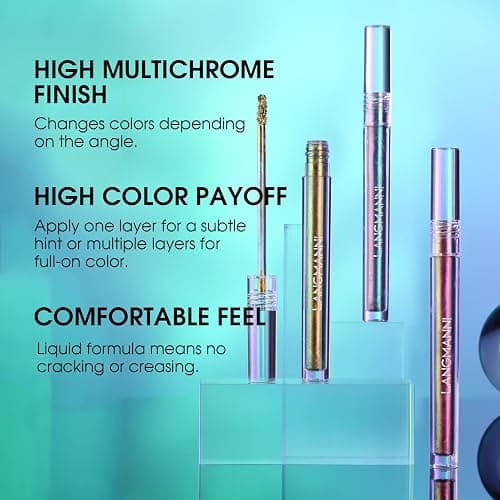 Jolilab Metallic Liquid Chameleon Eyeshadow, Multi-Dimensional Eye Looks, Long-lasting Holographic Glitter Multichrome Eyeshadows Makeup (#Peacock+Wonder+Ember) thumbnail 4
