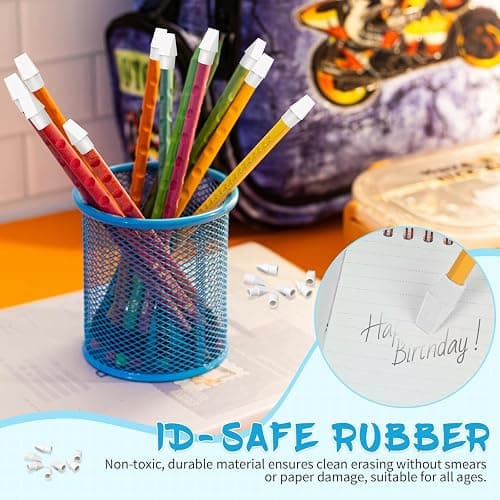 PRALB 400PCS White Pencil Top Eraser Bulk Caps for Pencils,Chisel Shape Erasers Toppers for Party Favors Games Prizes, Pencil Top Erasers Cap for Home School Classroom thumbnail 6