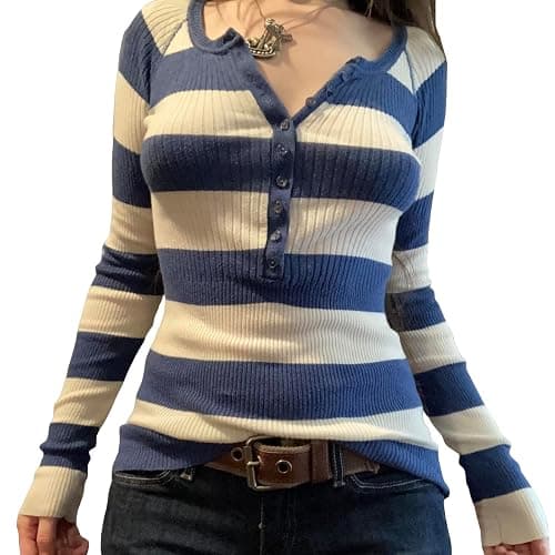 Women Y2K Long Sleeve Top Tee Sexy Patchwork Square Collar Black Basic Slim Fit Blouse Tops Streewear thumbnail 2