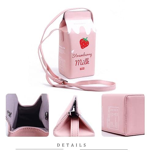 LUI SUI Girls Fruits Banana Strawberry Milk Box Cross Body Purse Bag Women Phone Wallet Shoulder Bags thumbnail 5