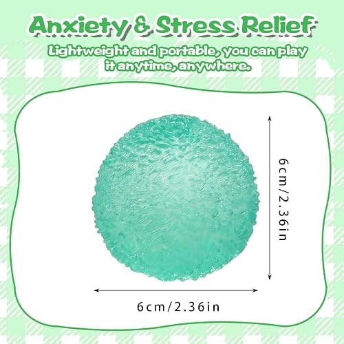 Textured Squishy Stress Ball 6cm/2.36in for Kids Ages 3+ & Adults, Sensory Squeeze Toy, Birthday Party Favor, Easter Basket Stuffer & Goodie Bag Filler(Green) thumbnail 3