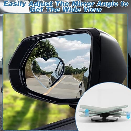 2Pcs Cars Heart Shaped Blind Spot Mirrors Car Side Mirror Blindspot Adjustabe Angle Removable Wide Angle Convex RearView Mirror for Enhanced Safety Universal Fit Stick, Car Accessories for Cars Suvs thumbnail 4