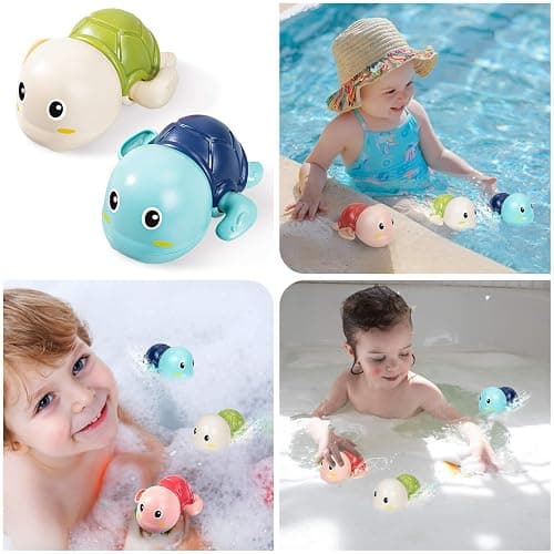SEPHIX Bath Toys for Toddlers 1-3, Cute Swimming Turtle Bath Toys for 1 2 Year Old Boy Girl Gifts, Water Pool Toys for Baby Toddler Toys Age 1-4, Wind-up Infant Bathtub Toys, 3 Pack thumbnail 6