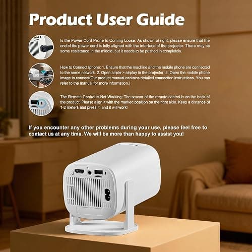 WellSonic Mini Projector with Wifi and Bluetooth, Build-in Android 14, Portable Projector Outdoor&Ceiling Use, Auto Keystonet&270°Rotatable, 200 Ansi, 4k Home Thearter Movie Projector for HDMI USB thumbnail 9