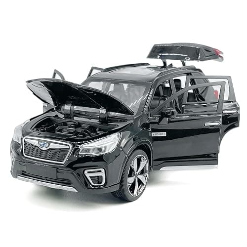 1:30 Scale 2021 Forester e-Boxer SUV Model Toy Car Metal Diecast Toy Vehicle, Doors Open, Light Sound, Pull Back, Toys for Boys Kids Gifts, Men Collection, Home Office Décor, Black thumbnail 6