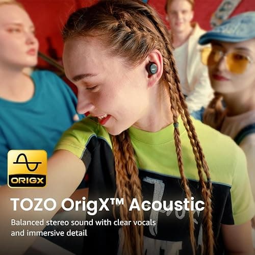 TOZO Upgraded A1 Mini Wireless Earbuds Bluetooth 5.3 Light Weight in Ear IPX5 Waterproof Headphones 2 Mic for AI Calls, Immersive Premium Sound Bass Headset with Charging Case, 32 Presets EQ via App thumbnail 3