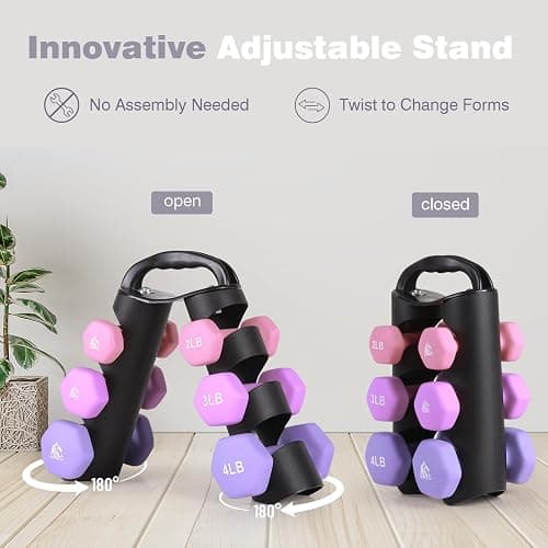 LIONSCOOL Set of 2 Neoprene Coated Dumbbell Hand Weights, Anti-Slip and Anti-Roll Hex Dumbbells in Pair for Strength Training, Resistance Training thumbnail 3