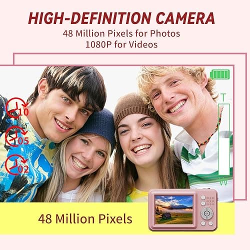Digital Cameras FHD Camera for Kid Boys Girls Compact Digital Point and Shoot Camera with 16X Zoom 32GB Card Kids Camera for Kids thumbnail 2