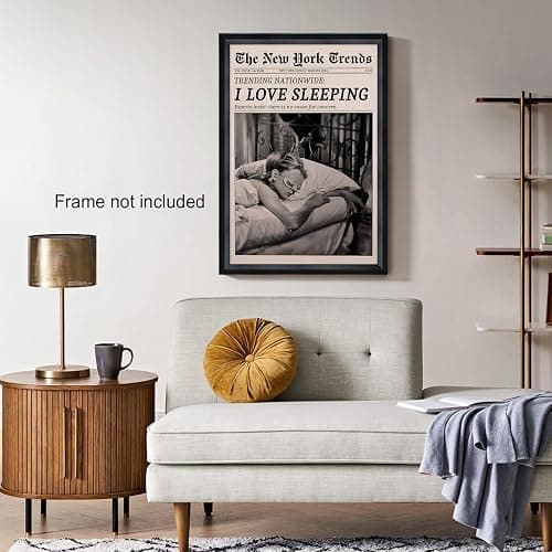 Retro Black and White Feminist Wall Art Newspaper Aesthetic Canvas Posters Vintage Funky Girl Sleeping Prints for Girly Dorm Bedroom Wall Decor 12x16in Unframed thumbnail 5