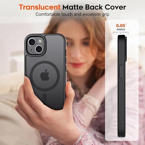 zapica Magnetic for iPhone 15 Case & iPhone 14 Case, [Compatible with MagSafe] [Military Grade Drop Protection] Translucent Matte Shockproof Anti-Scratch Phone Cover, Black thumbnail 7